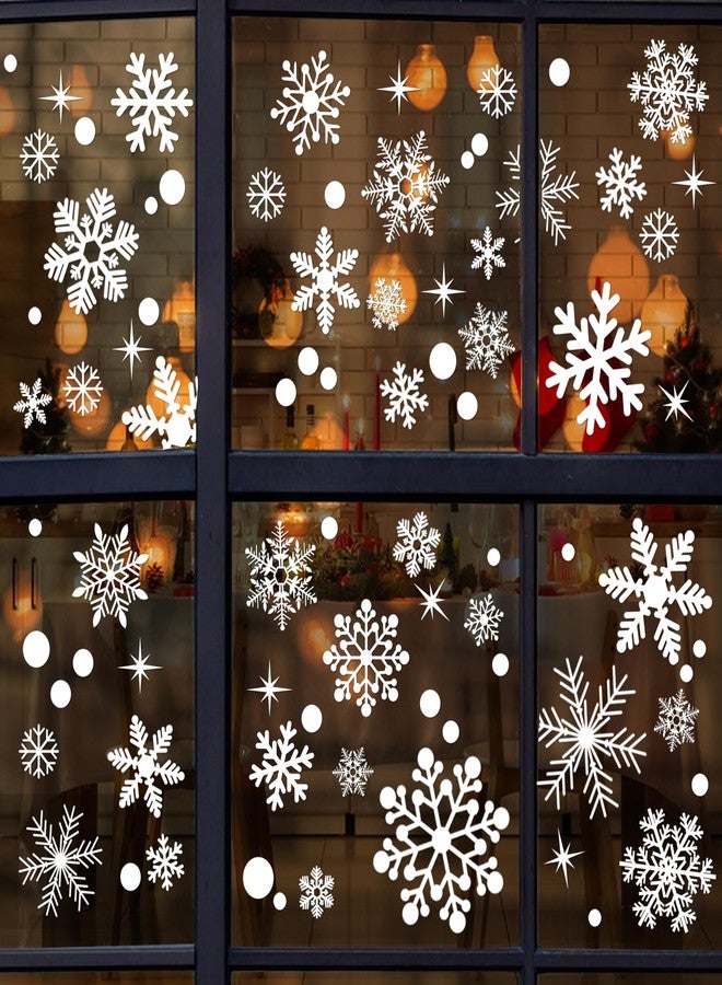 PPRAFDD 320 Pcs 10 Sheets Christmas Window Clings, Christmas Window Stickers, White Snowflake Window Decals, Double-Sided Reusable Winter Window Decoration Stickers for Holiday, Party Supplies - Image 5